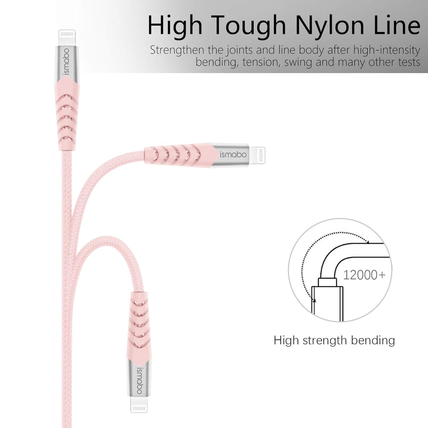 USB C to Lightning Cable 6.6FT [Apple Mfi Certified] Iphone 13 Charger Cable Compatible with Iphone 13/12/11/11 Pro/X/Xs/Xr/8/Airpods Pro and More, Support Power Delivery, Nylon Braided 2M Pink