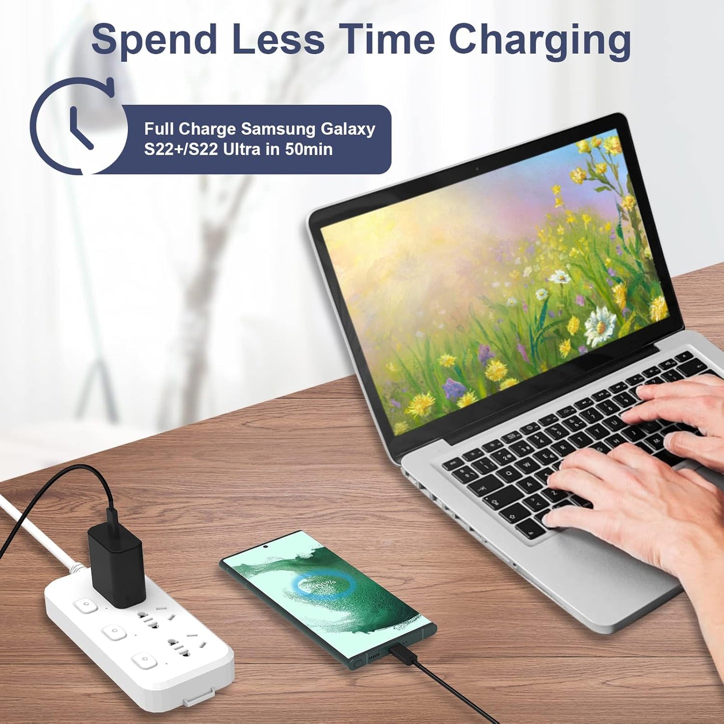 Super Fast Charger, Original 45W USB-C Super Fast Charging Wall Charger Travel Adapter with 5FT USB C Fast Charging Cable Compatible for Samsung Galaxy S22 S22+ S22 Ultra S21 S20 Note 10+ Note 20