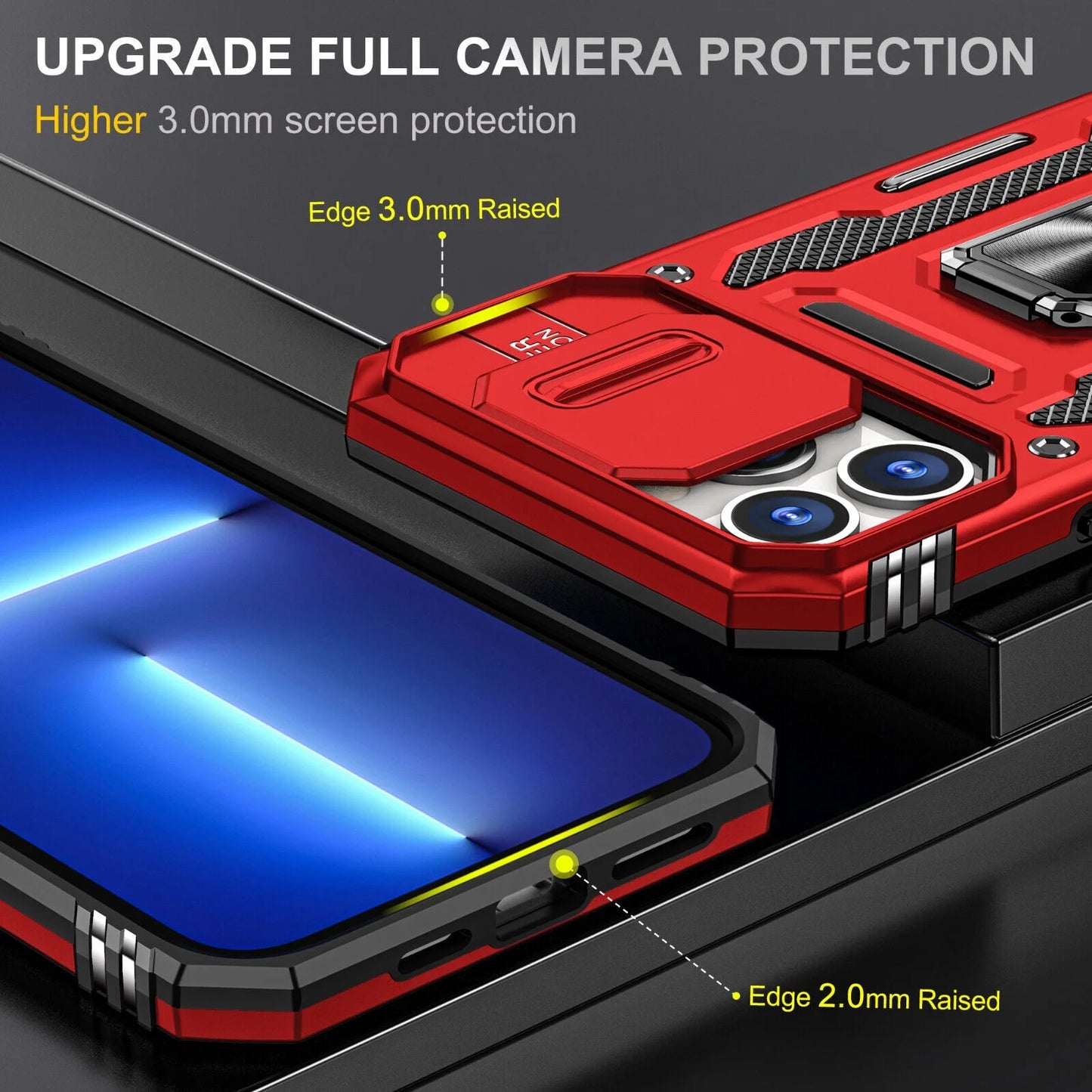 For Iphone 13 Iphone 14 Case Iphone 14 Pro Iphone 14 plus Iphone 14 Pro Max Case Built in Camera Cover &Kickstand Built in 360°Rotate Ring Stand Magnetic Magnet Protective Case - Iphone 14 Plus,Red