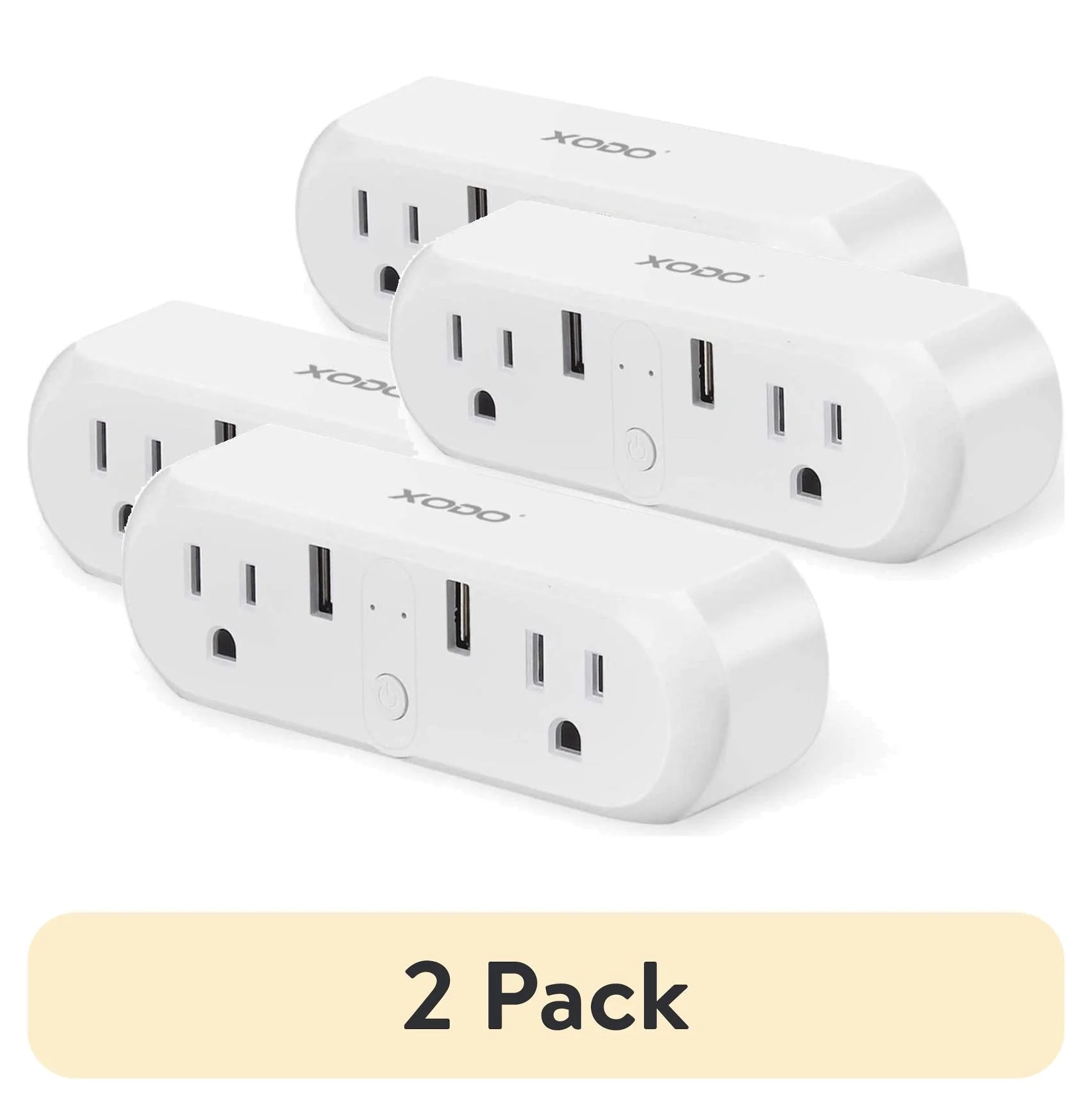 (2 Pack)  Wi-Fi Smart Plug, Surge Protection, USB Charging, Voice Control, Alexa Compatible