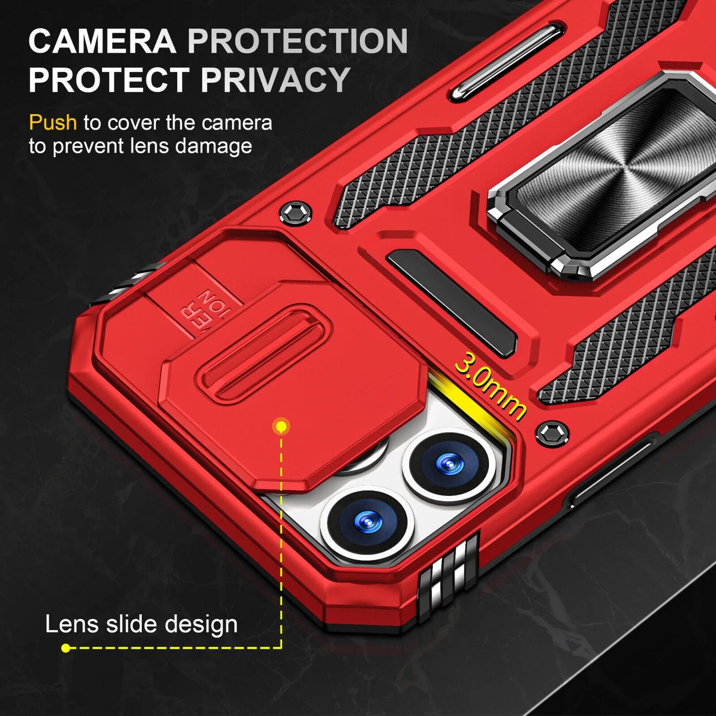 For Iphone 13 Iphone 14 Case Iphone 14 Pro Iphone 14 plus Iphone 14 Pro Max Case Built in Camera Cover &Kickstand Built in 360°Rotate Ring Stand Magnetic Magnet Protective Case - Iphone 14 Plus,Red