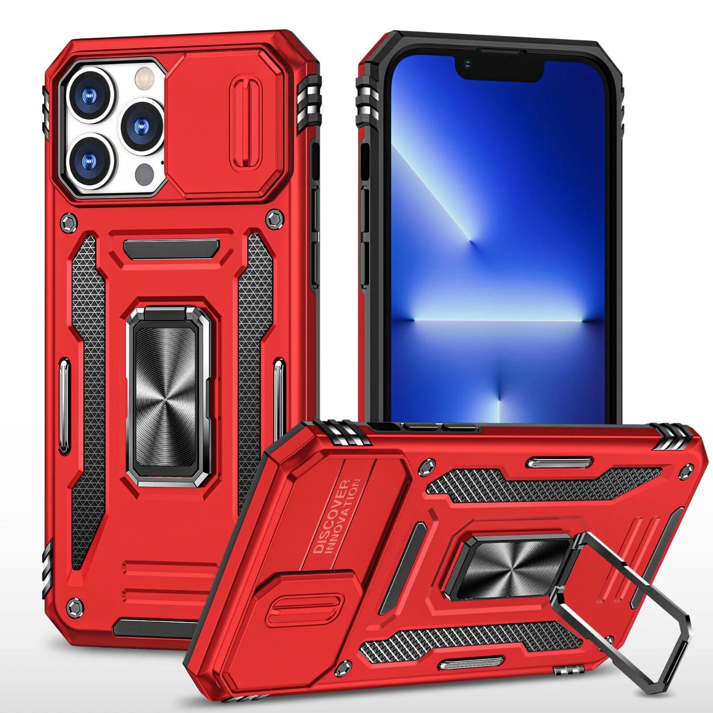 For Iphone 13 Iphone 14 Case Iphone 14 Pro Iphone 14 plus Iphone 14 Pro Max Case Built in Camera Cover &Kickstand Built in 360°Rotate Ring Stand Magnetic Magnet Protective Case - Iphone 14 Plus,Red