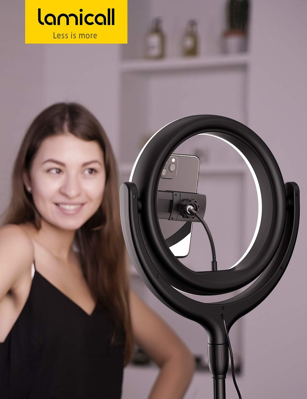 10'' Selfie Ring Light 67'' Tripod Stand -  LED Circle Halo Light with Cell Phone Holder for Live Stream/Makeup/Youtube Video Recording/Photography, ARO De Luz Compatible with 4-6.5'' Phones