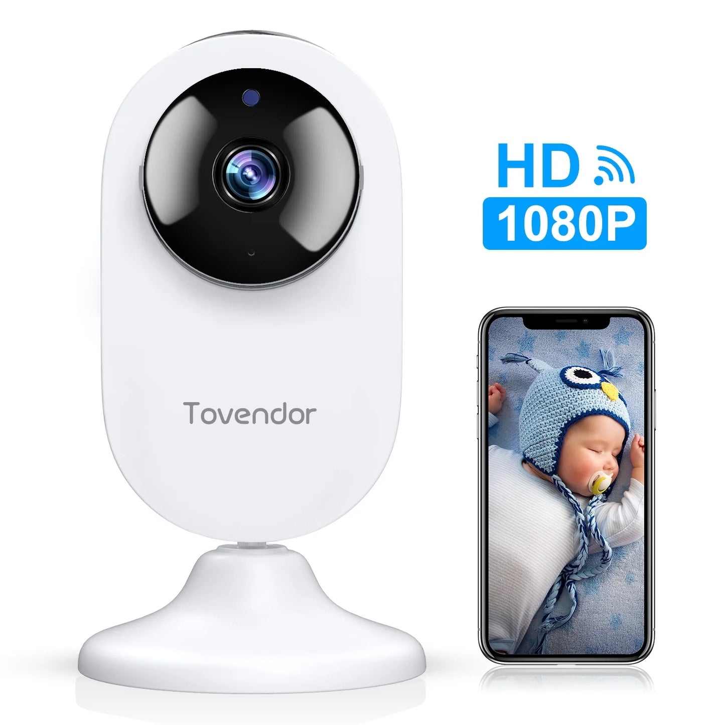 Mini Smart Home Camera, 1080P Wi-Fi Security Cam Nanny Baby Pet Monitor with Two Way Audio, Cloud Storage, Night Vision, Motion&Sound Detection, APP Alert, Two Pack