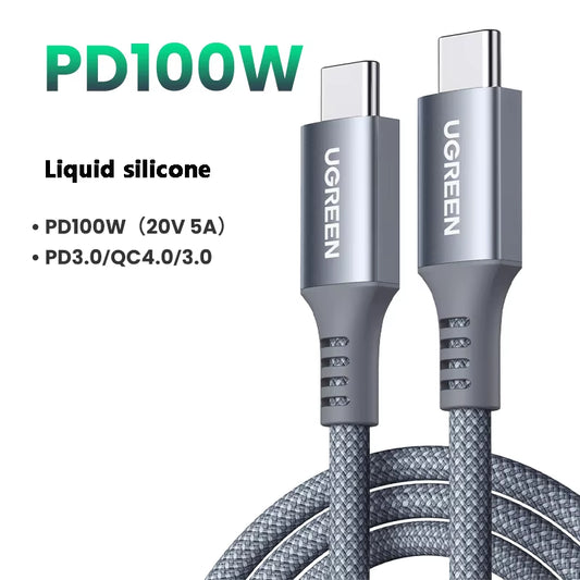 100W USB C Fast Charging Cable for Iphone 15 Macbook Pro 22 Samsung 5A E-Marker Chip Fast USB Type C Charging Cable Cord