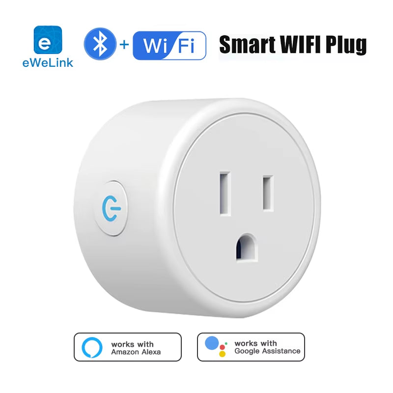 Ewelink Wifi+Bluetooth Smart Plug USA Socket Wireless Switch Smart Home Appliance Scene Linkage Google Home Voice Assitant